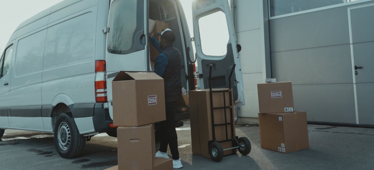 a man loading the van